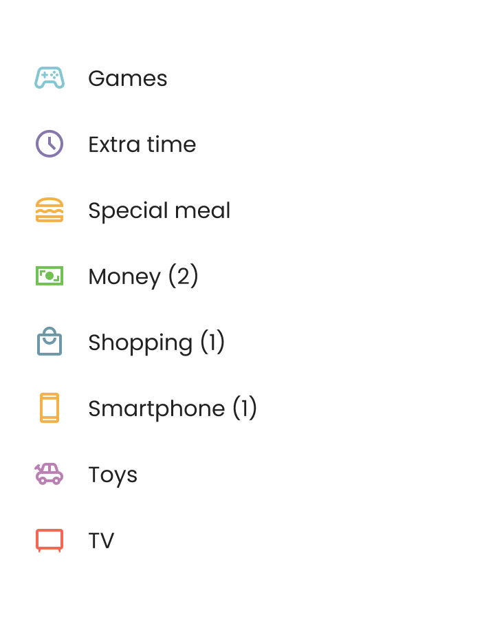 Reward system setup screen in chore tracker app